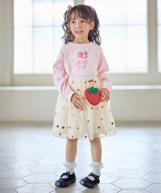 ANY KIDS 【Strawberry Collection】アートプリント 長袖Tシャツ ピンク