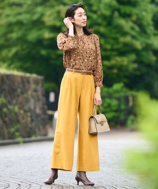 自由区 【セットアップ対応・洗える】ドットプリント ブラウス ブロンズベース