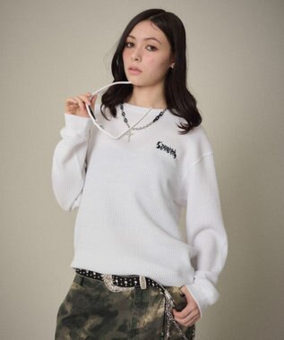 WEGO 【ユニセックス着用ITEM】ワッフルロゴT（長袖） ホワイト