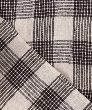 J.PRESS LADIES 【洗える】フレンチリネン チェック ブラウス ブラック×ベージュチェック系3