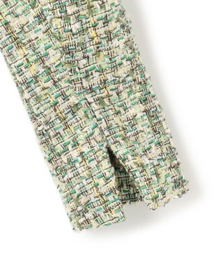 BEIGE， TEASEL / ノーカラーツイードショートジャケット GREEN MIX