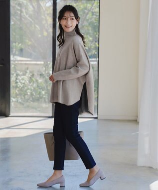 Tiaclasse 【洗える】リバーシブルWフェイスポンチョ風ニット ベージュ