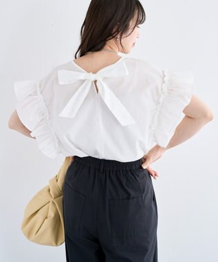 Green Parks ・ＥＬＥＮＣＡＲＥ　ＤＵＥ　バックリボンブラウス Off White