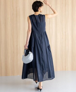 23区 【一部店舗限定/接触冷感/洗える】ラミータンブラー ノースリーブ ワンピース ネイビー系