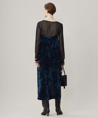 ICB L 【洗える】 マットトリコットチュール シアーカットソー ブラック系