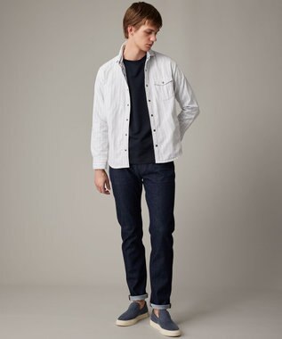 JOSEPH ABBOUD 【キングサイズ・オーガニックコットン使用・日本素材、日本縫製】JOE COTTON サッカー Tシャツ ネイビー系