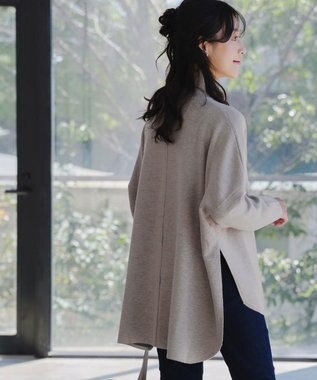 Tiaclasse 【洗える】リバーシブルWフェイスポンチョ風ニット ベージュ