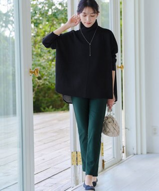 Tiaclasse 【洗える】リバーシブルWフェイスポンチョ風ニット ブラック