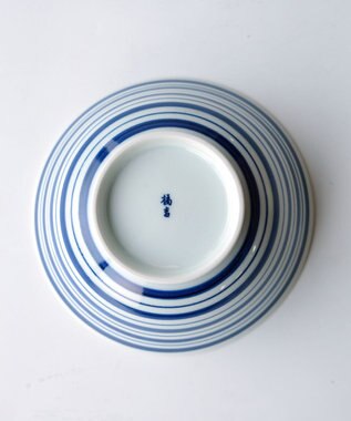 たち吉 【たち吉】おてがる丼ボーダー青〈１個〉波佐見焼 ホワイト×ブルー