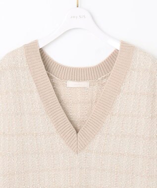 ANY SIS 【洗える】ツイードニット ベスト アイボリー×ベージュ