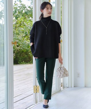 Tiaclasse 【洗える】リバーシブルWフェイスポンチョ風ニット ブラック