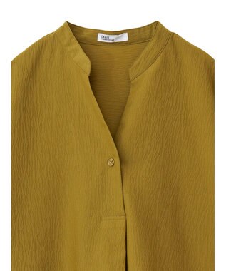 CRAFT STANDARD BOUTIQUE バンドカラーバックタック５分袖ブラウス Khaki