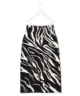 ICB 【洗える】アニマルジャガード  ニットスカート ブラック系