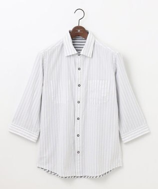 JOSEPH ABBOUD 【キングサイズ・オーガニックコットン/サスティナブル】JOE COTTON プリッセリバー リバーシブル シャツ ホワイト系1