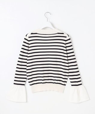 Feroux 【洗える】袖フレアボーダー ニット ホワイト系1