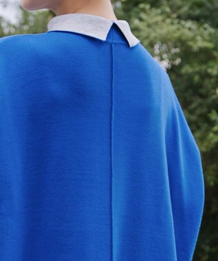 Tiaclasse 【洗える】リバーシブルWフェイスポンチョ風ニット ブルー