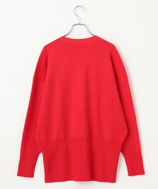 #Newans 【洗える】ファインボタンＶネックカーディガン レッド