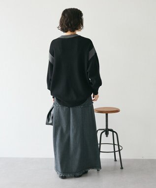 CRAFT STANDARD BOUTIQUE 洗える/とてもち配色ニットプルオーバー/24AW Black