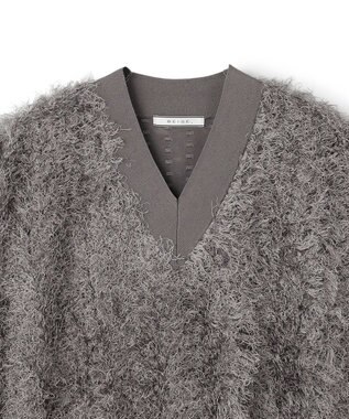 BEIGE， LYCORIS / カットフリンジ Vネックニット Gray