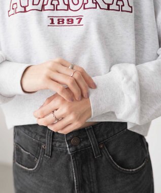 WEGO Vネックラインリブショートスウェット 杢グレー