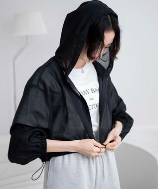 WEGO シアードロストショートパーカー ブラック