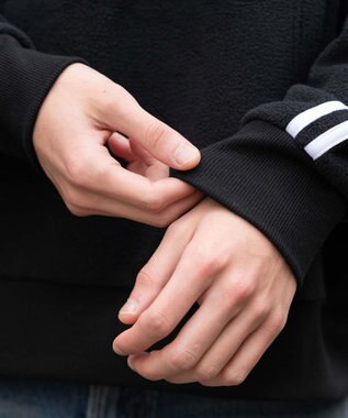 WEGO ラインフリースパーカー ブラック