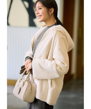 ANY SIS Luxuryフェイクムートン コート アイボリー