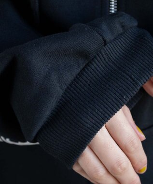WEGO 【裏起毛/セットアップ対応】グラフィック裏起毛ZIPビッグパーカー ブラック