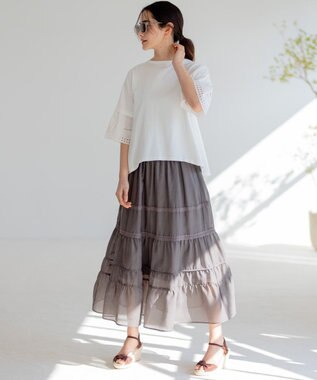 組曲 【WEB限定】レーススリーブ ニット アイボリー系