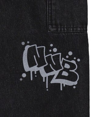 WEGO 【ウエスト紐で調整】イージーペインターグラフィックデニムパンツ 柄2