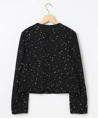 組曲 S フラワースパンコール ツイードジャケット ブラック系