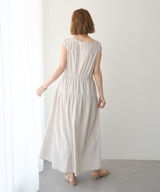 YECCA VECCA 【UVカット/接触冷感/遮熱】ギャザーロングワンピース Light Beige