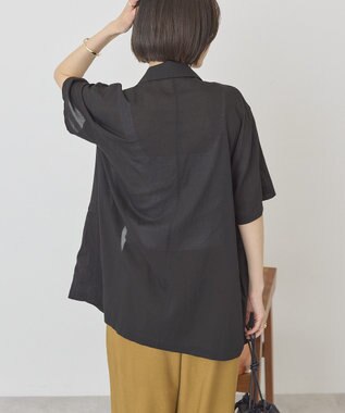 AMERICAN HOLIC 【接触冷感】シアーテーラード半袖ジャケット Black