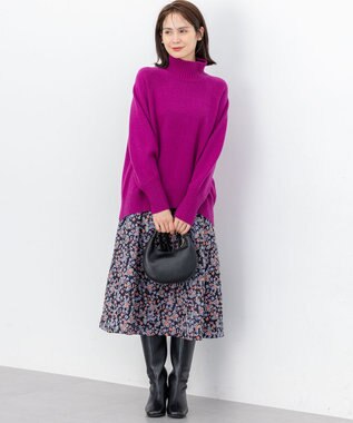 組曲 S 【加藤ローサさん着用】フラワージャカード スカート ネイビー系5