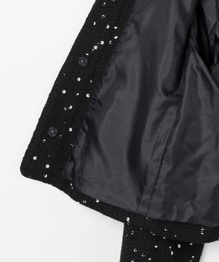 組曲 S フラワースパンコール ツイードジャケット ブラック系