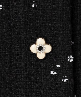 組曲 S フラワースパンコール ツイードジャケット ブラック系