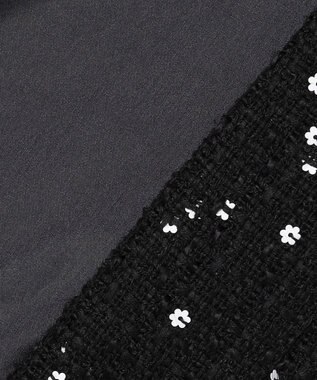 組曲 S フラワースパンコール ツイードジャケット ブラック系