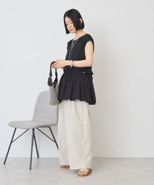 AMERICAN HOLIC 汗染み防止・異素材ペプラムプルオーバー Black