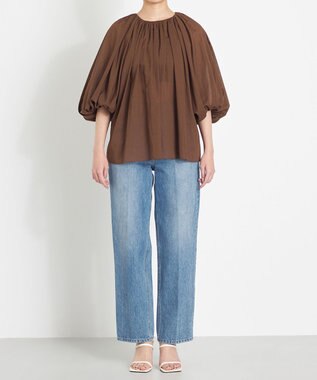 NAVE 【Nave　洗える】ボリュームボイル ブラウス ダークブラウン系