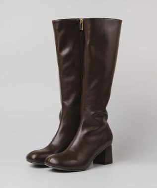 BONTRE 【PRECIEUX JOUET/プレシュウジュエ】オブリークジップロングブーツ ダークブラウン