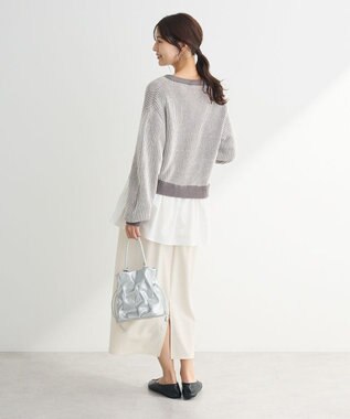 Green Parks 配色リブドッキングチュニック Gray