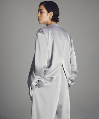 uncrave シャイニーダブルサテン ジャケット シルバーグレー