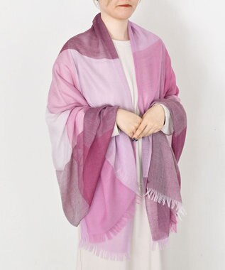 muto ブロックチェック シルクカシミヤストール