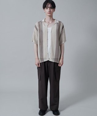 WEGO マルチストライプニットシャツ（S） オフホワイト