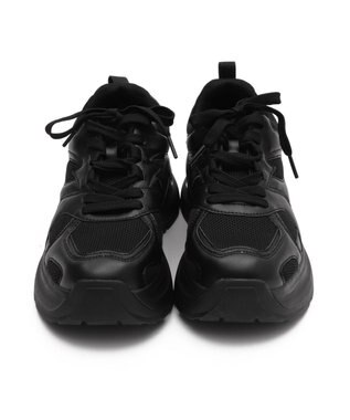 WEGO PUメッシュヒールダッドスニーカー ブラック