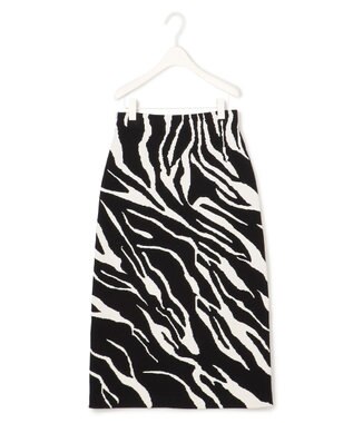 ICB 【洗える】アニマルジャガード  ニットスカート ブラック系