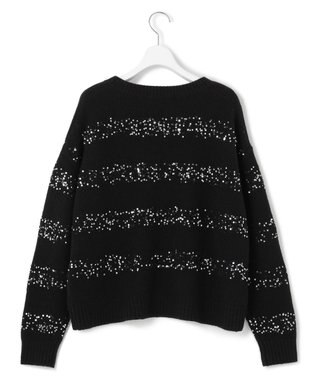 23区 L 【滝沢眞規子さん着用/一部店舗限定】スパングルボーダー ニット ブラック系