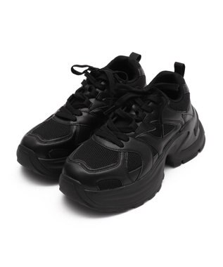 WEGO PUメッシュヒールダッドスニーカー ブラック