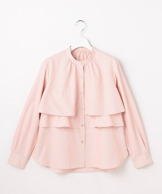 ANY SIS ラッフルレイヤード ブラウス コーラルストライプ