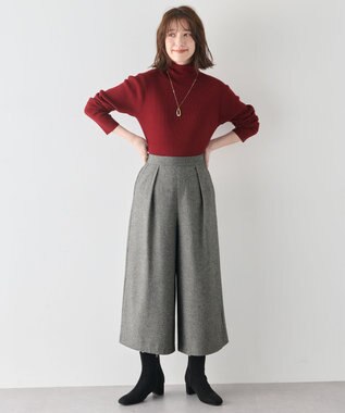 ANY L 【洗濯機可】ウォームニットリブタートルネック レッド